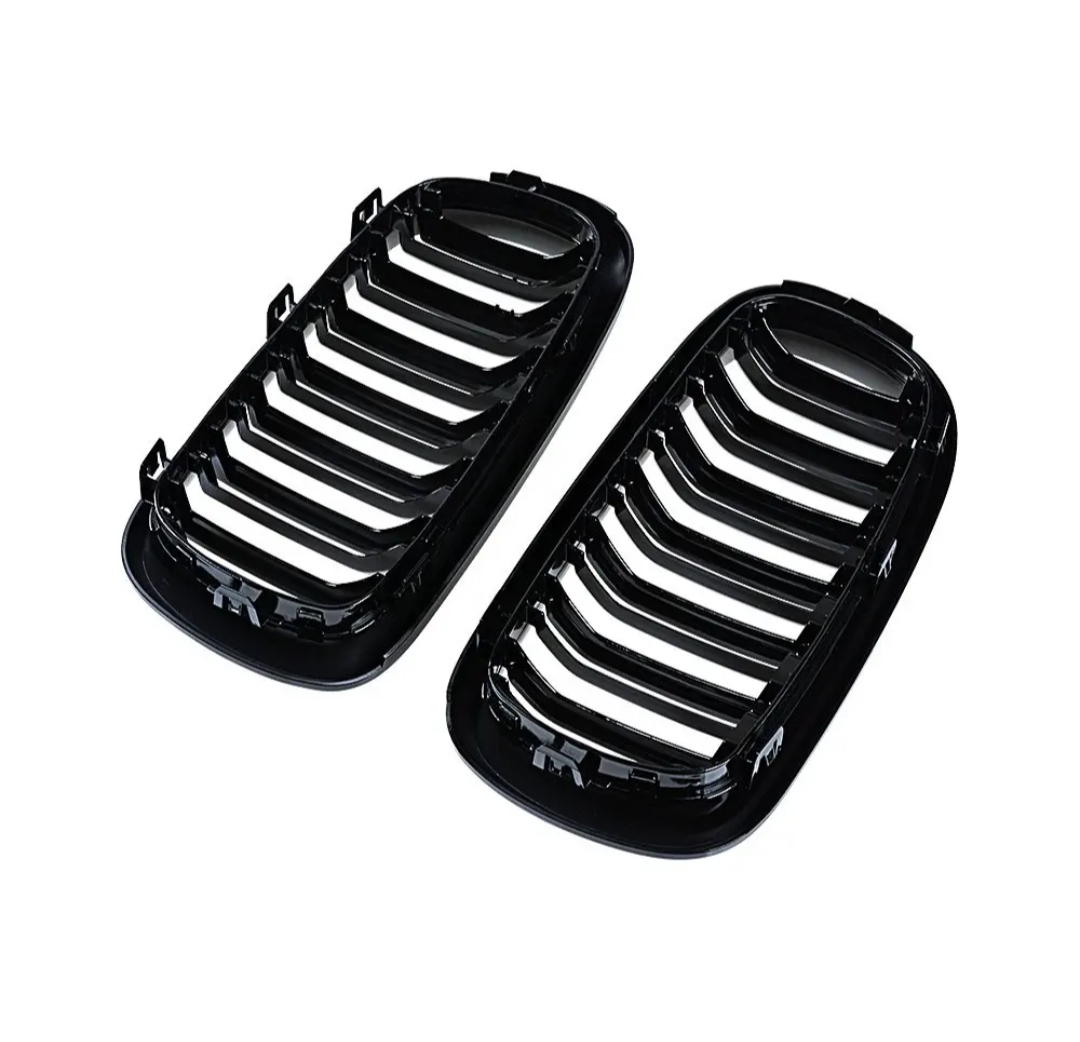 BMW X6 F16 Dual-Slat Gloss Black Front Kidney Grilles (2014 to 2018)