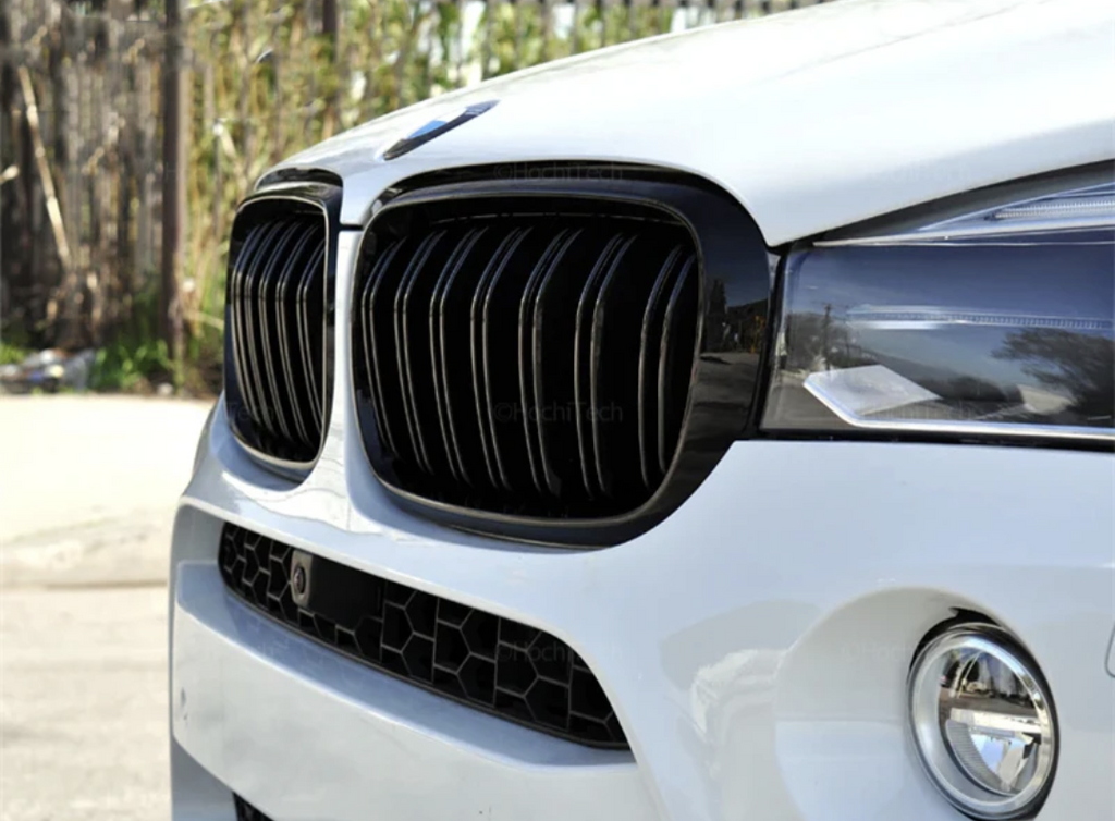 BMW X6 F16 Dual-Slat Gloss Black Front Kidney Grilles (2014 to 2018)