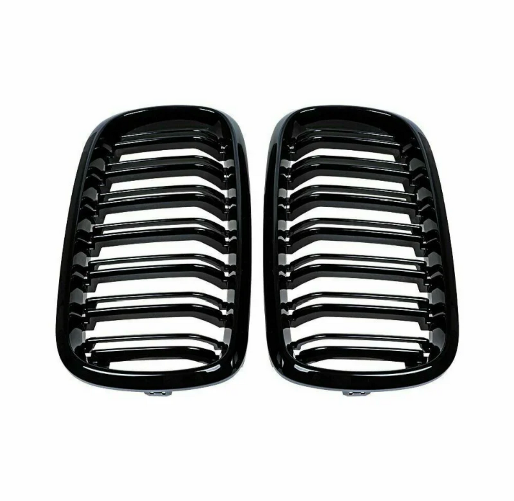 BMW X6 F16 Dual-Slat Gloss Black Front Kidney Grilles (2014 to 2018)