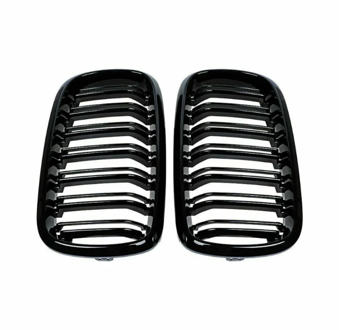 BMW X6 F16 Dual-Slat Gloss Black Front Kidney Grilles (2014 to 2018)