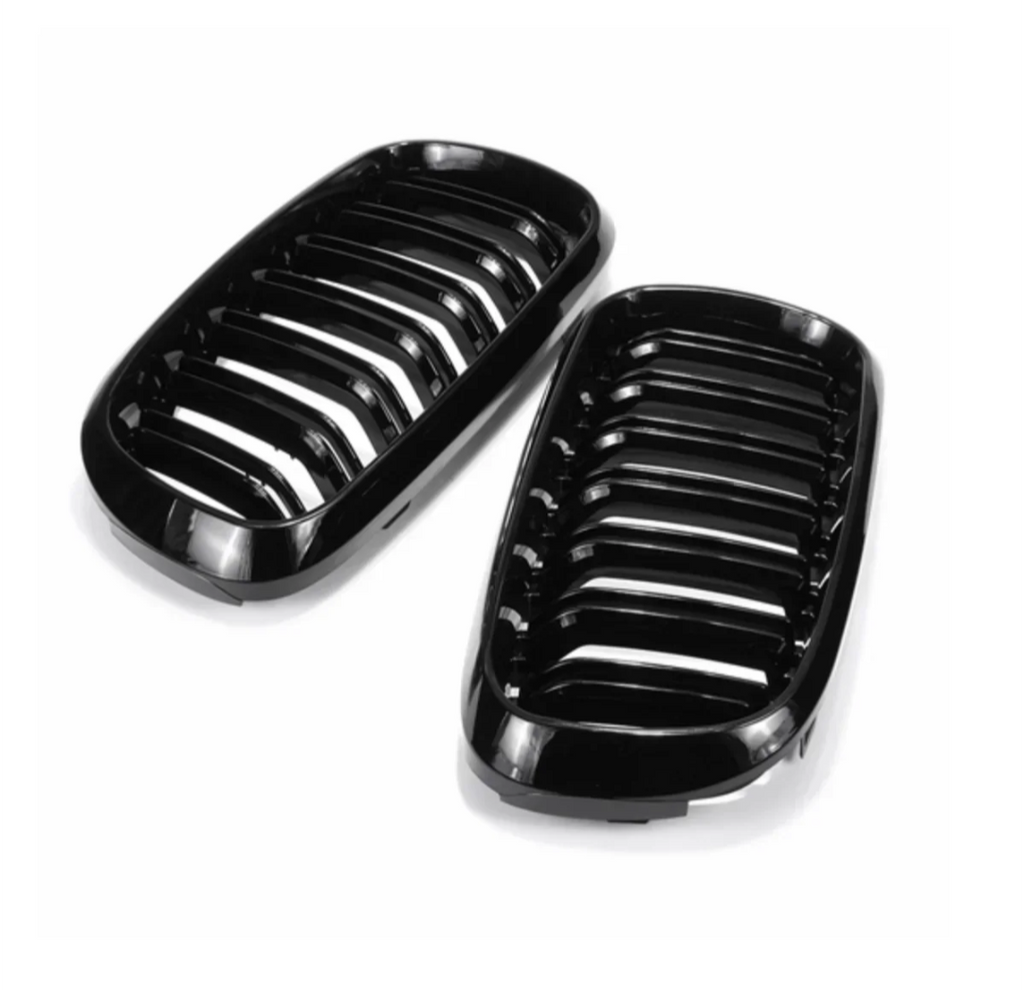 BMW X6 F16 Dual-Slat Gloss Black Front Kidney Grilles (2014 to 2018)