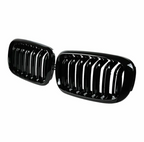 BMW X6 F16 Dual-Slat Gloss Black Front Kidney Grilles (2014 to 2018)