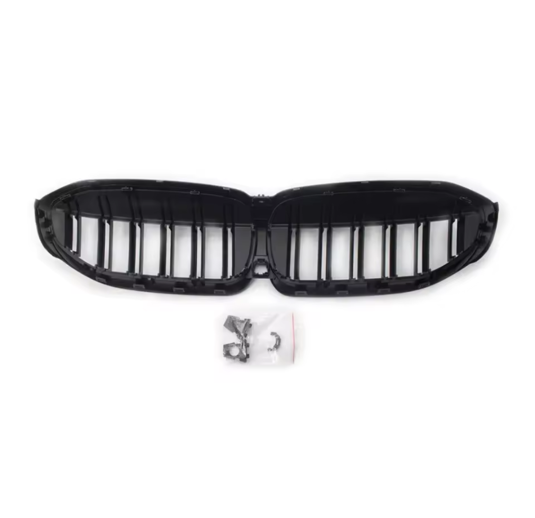 Black front kidney grilles M3 Competition-look for BMW 3 Series G20 (2019 to 2026)