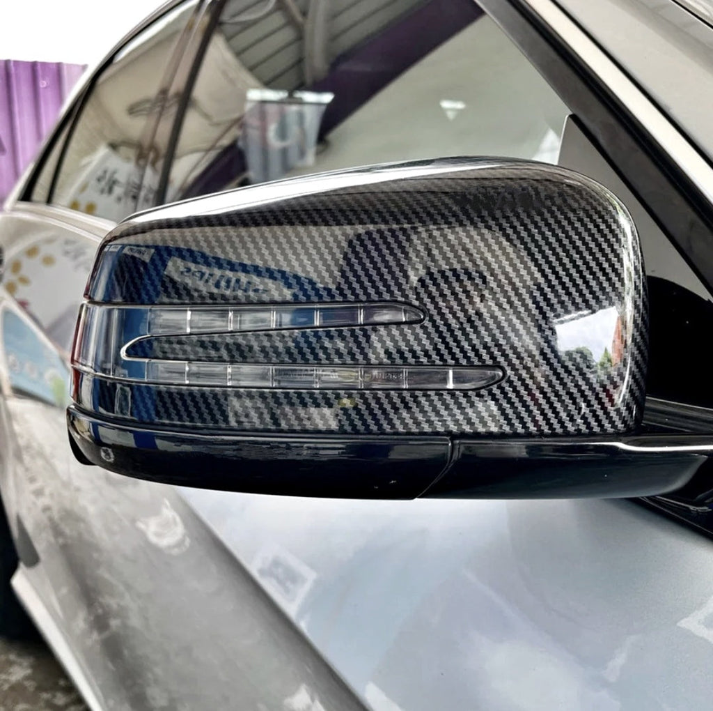 Carbon look mirror caps for Mercedes C-Class W204 (2007 to 2014)