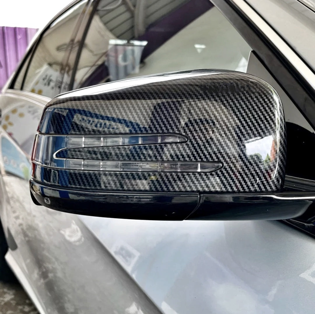 Carbon look mirror caps for Mercedes C-Class W204 (2007 to 2014)