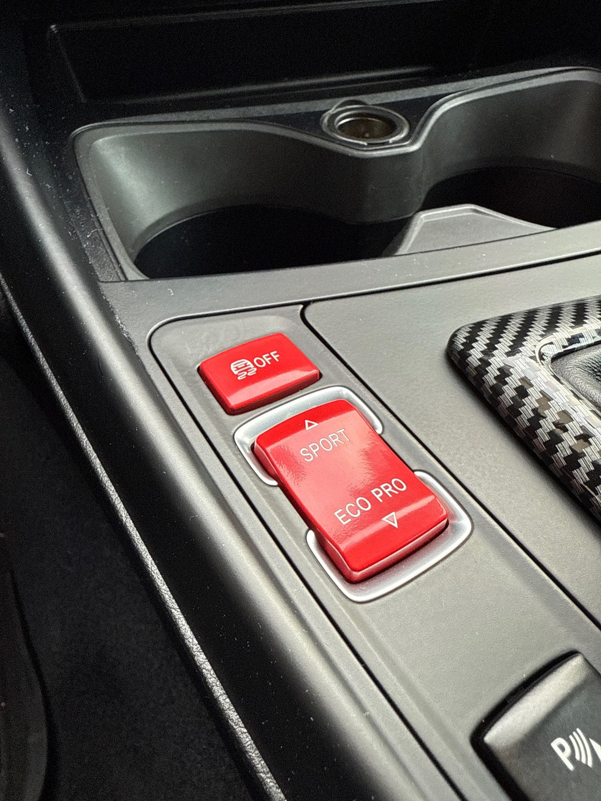 Driving Mode and Parking Sensors Performance Red Blue Black Buttons for BMW 3 Series F30/M3 F80 - 2011 to 2019