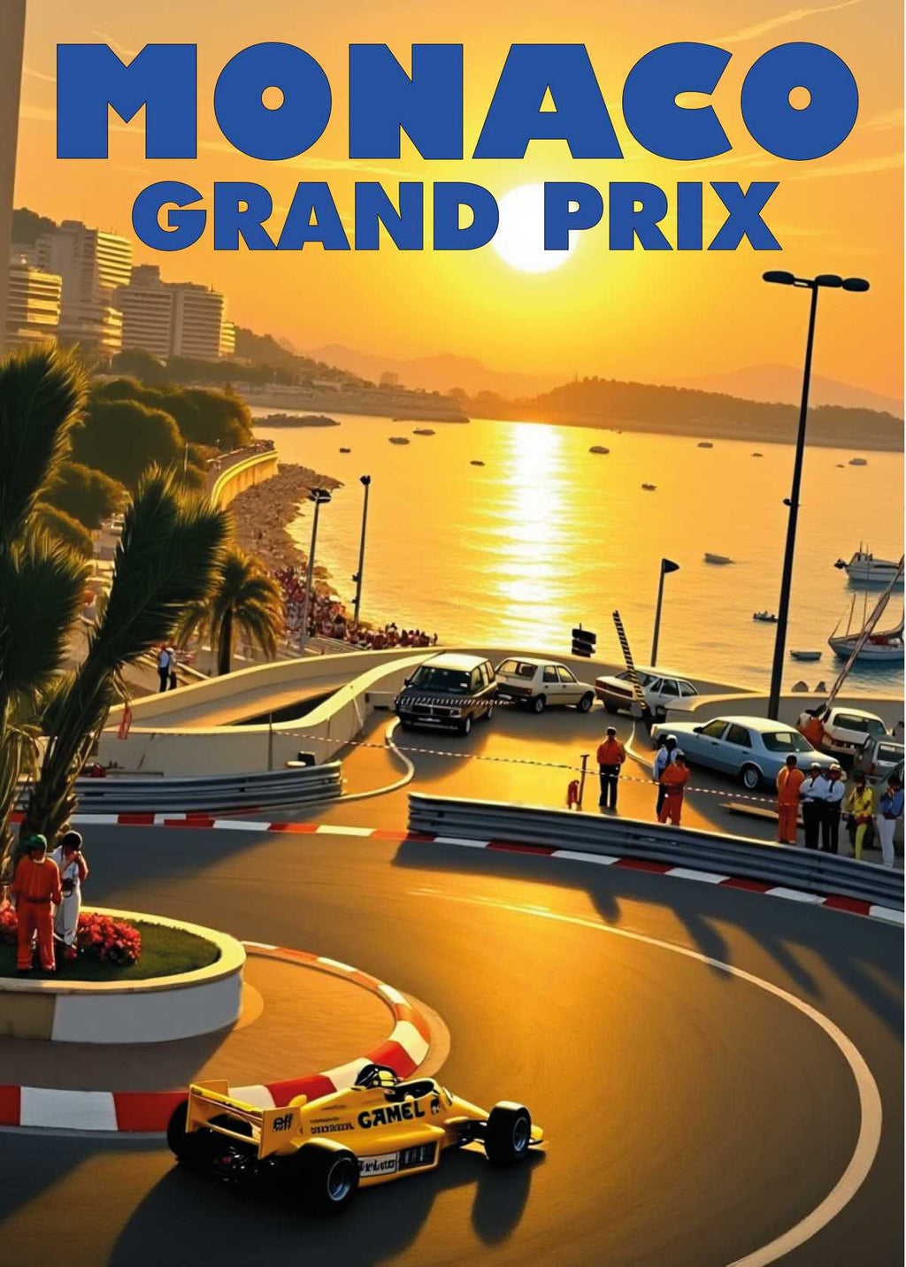 Vintage Formula 1 Racing Automotive Car Poster – Monaco Grand Prix, 1980s